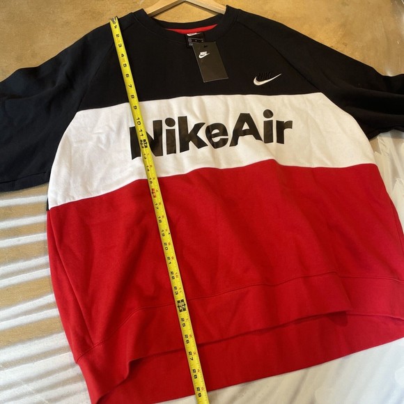 Nike Air Black/White/Red Colorblock Sweatshirt XL - Picture 6 of 8